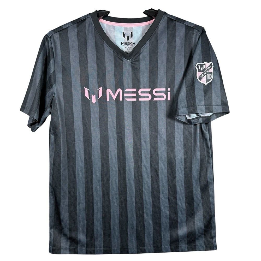 Messi Collection Soccer Jersey Youth XL Black Striped Patch Inter Miami MLS‎